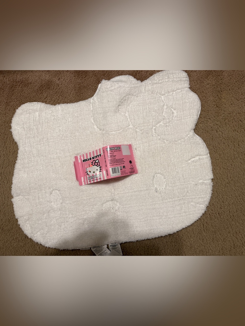 Hello Kitty Plush White Bath Mat with Branded Tag